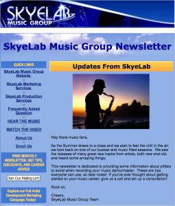 music production services newsletter